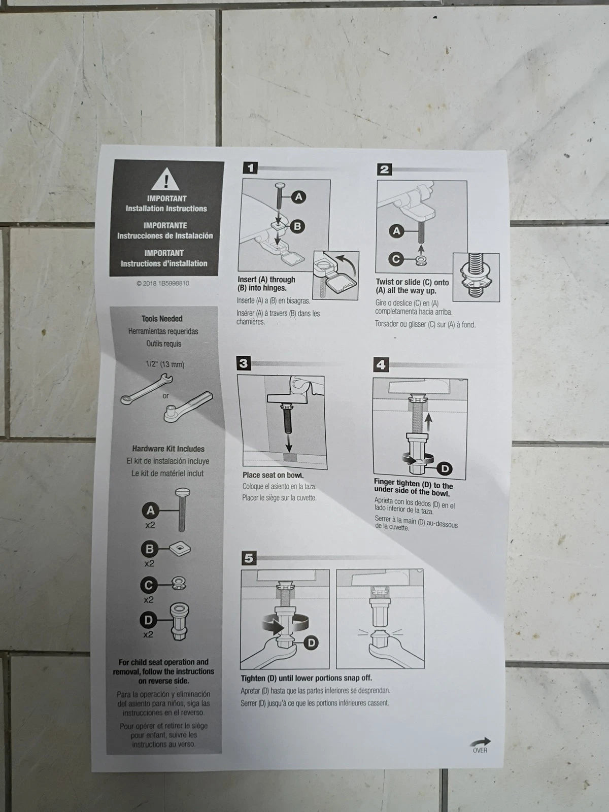 19.5 Inch Round Toilet Seat with Built-In Toddler Potty Training Seat, Open Box