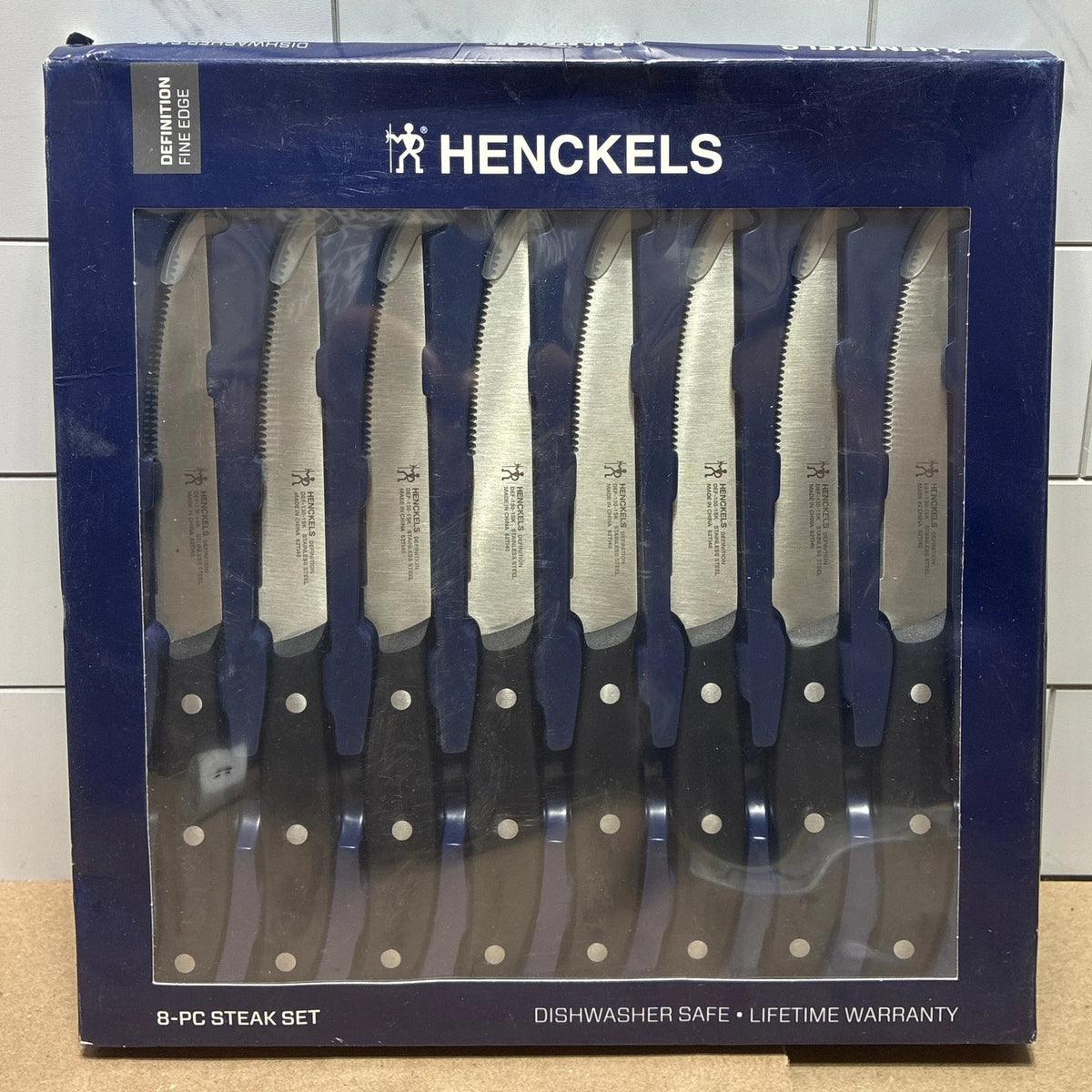 Henckels 8 Piece Steak Knife Set 4.5" Triple Rivet Stainless Steel Blade OB