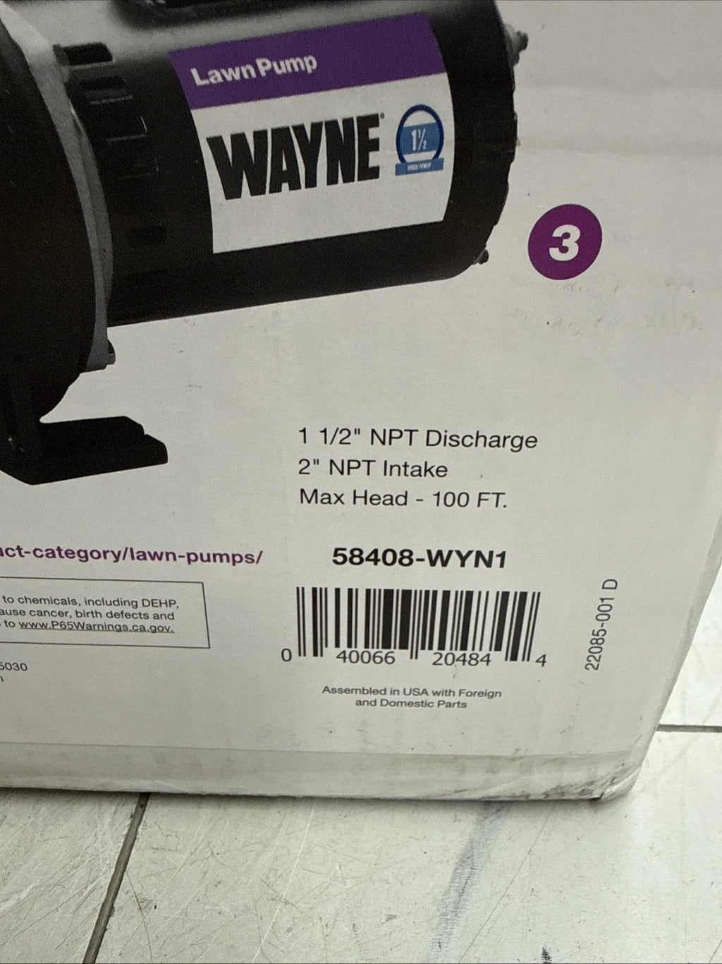 Wayne WLS150 1-1/2 HP Cast Iron Quick-Prime Lawn-irrigation Sprinkler Pump. NOB
