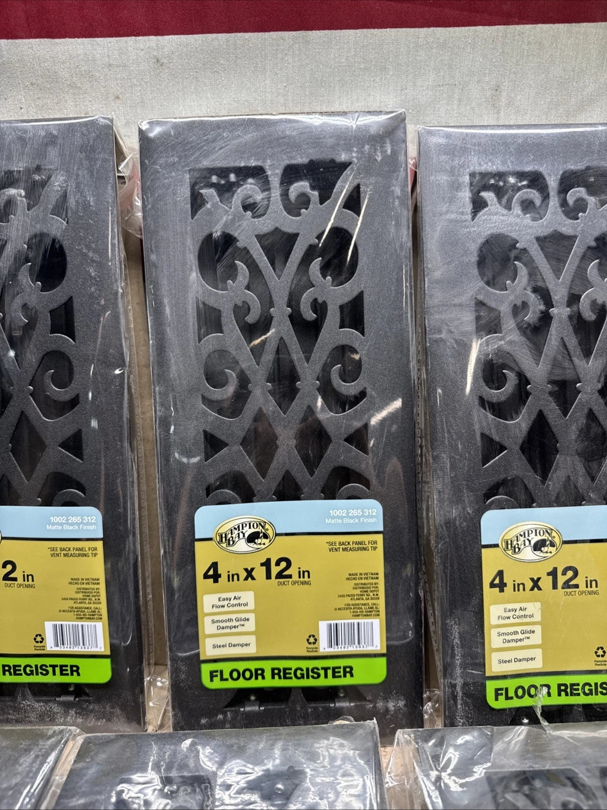 Lot Of 10 Hampton Bay Elegant Scroll 4 in. x 12 in. Steel Floor Register
