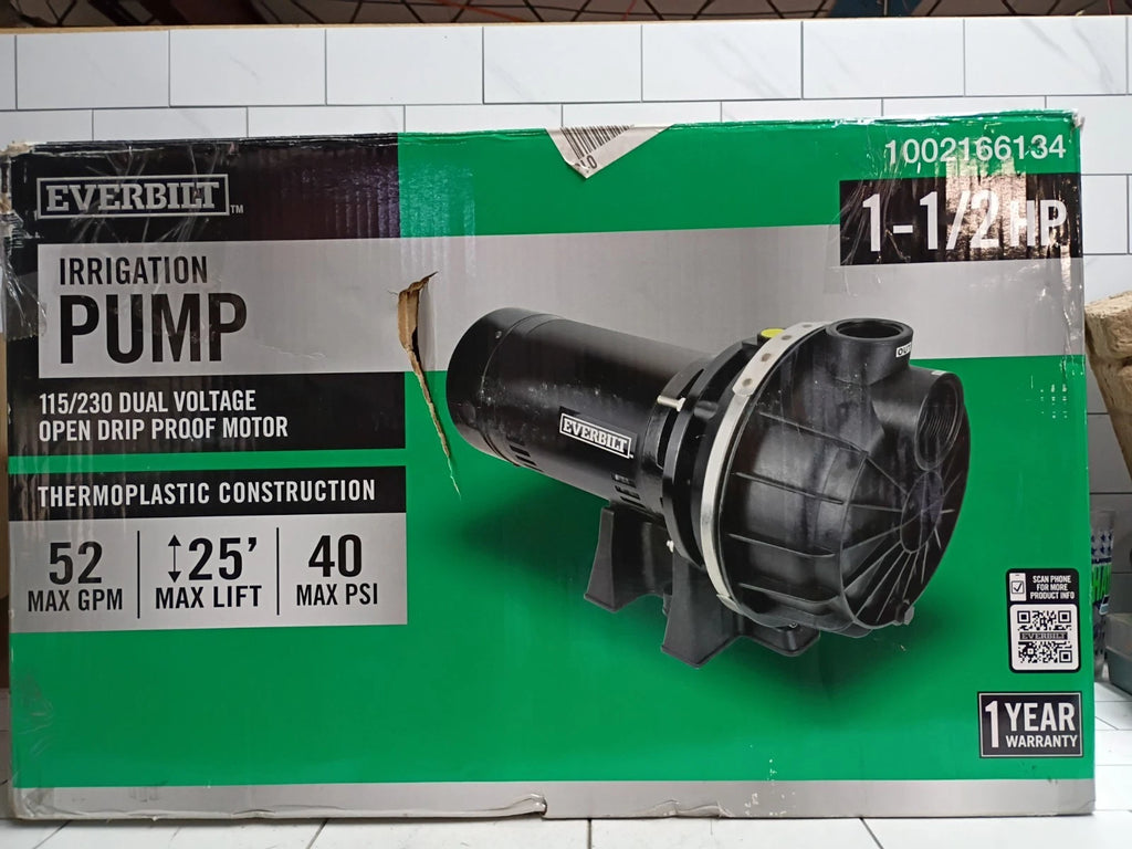 Everbilt HDLS15P Lawn Irrigation Pump Plastic 1-1/2HP, 52 GPM OPEN BOX