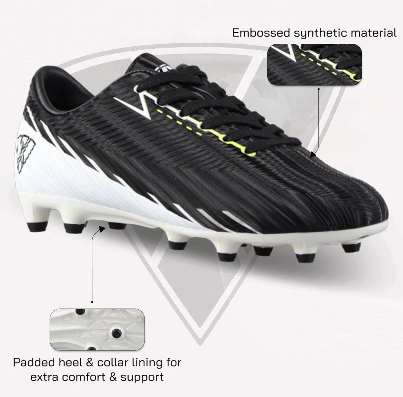 VIZARI unisex youth FG Soccer cleats Futbol Shoes Black White Size 9