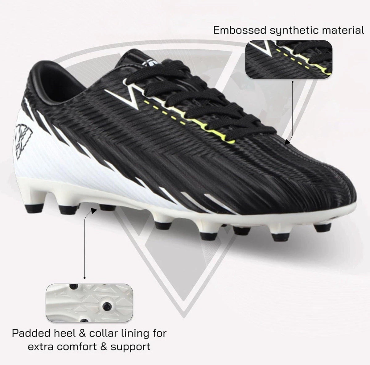 VIZARI unisex youth FG Soccer cleats Futbol Shoes Black White Size 9