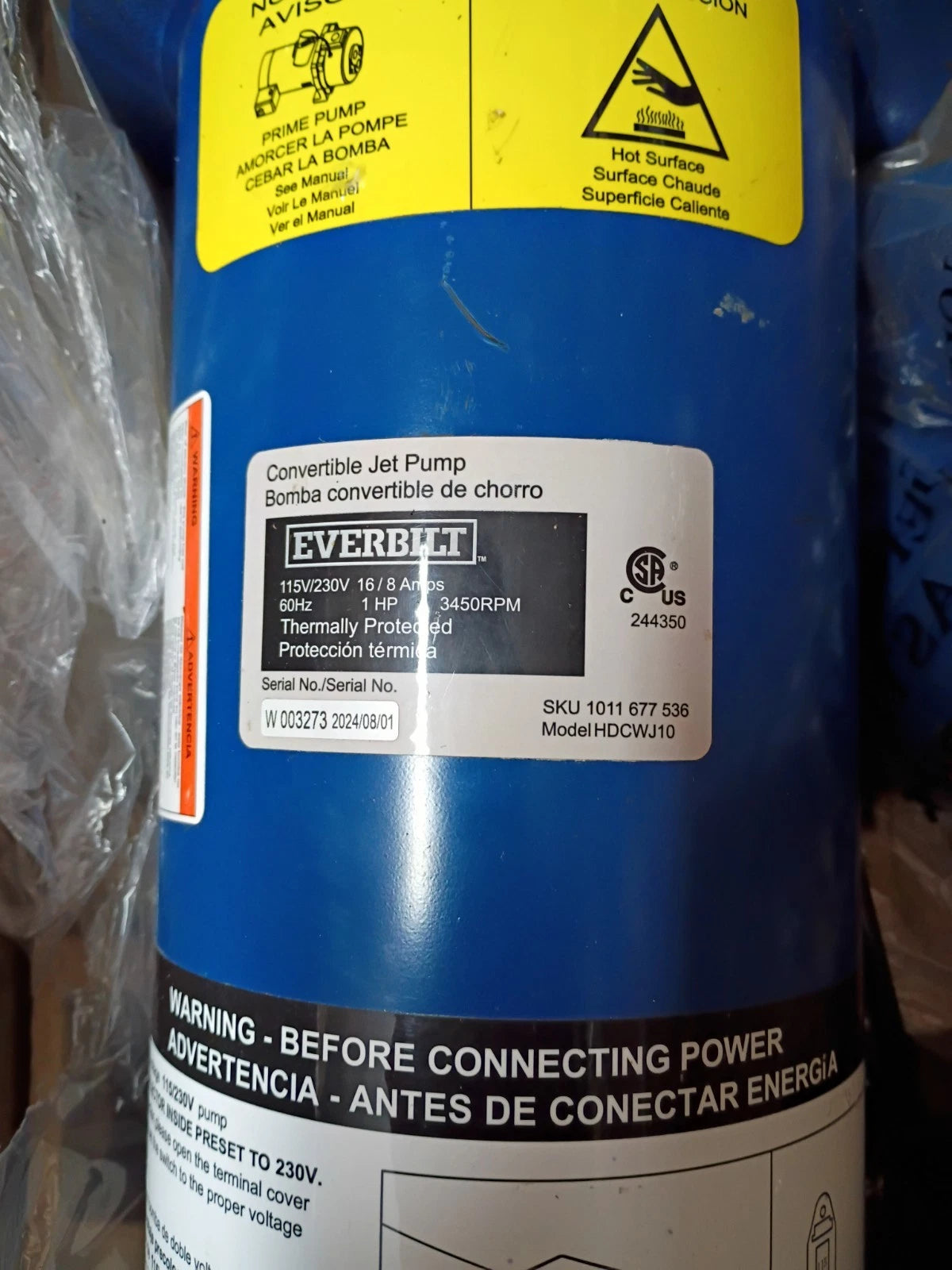 Everbilt 1 HP Professional Convertible Jet Pump. Read Description*PARTS ONLY*