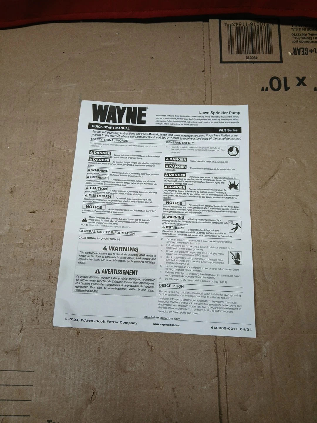 Wayne 1-1/2 HP Cast Iron Quick-Prime Lawn-Sprinkler Pump. NOB..