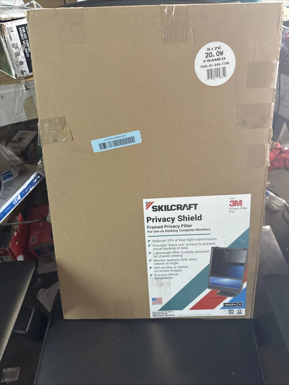 SKILCRAFT Privacy Shield W/ Frame For 20" Widescreen LCD Monitors or 20" CRT