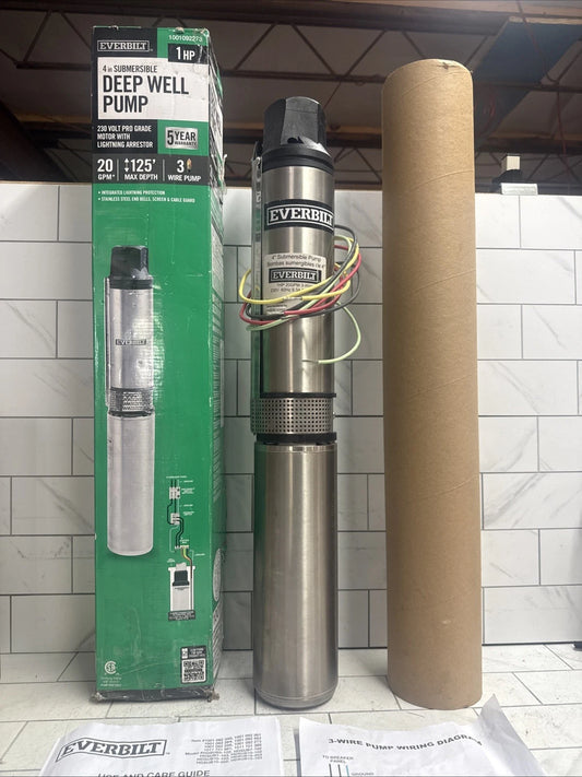 Everbilt 1HP Submersible 3-Wire 20GPM Well Pump HDSUB10-203 NEW OPEN BOX