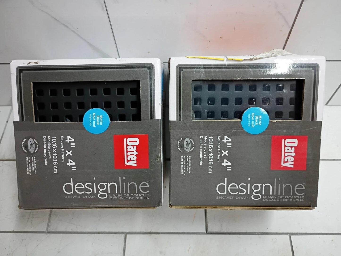 2 pack Oatey Designline 4 in. x 4 in. Shower Drain DS32040 Matte Black New OB