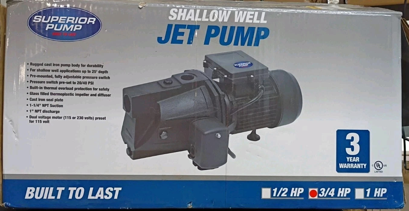 Superior Pump 94105 1HP Shallow Well Jet Pump Used Read