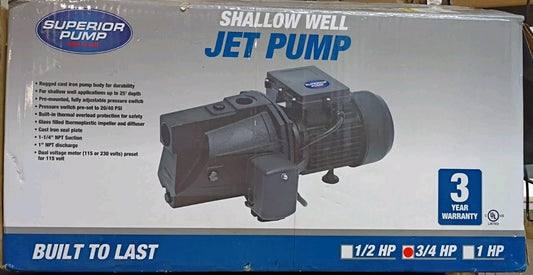Superior Pump 94105 1HP Shallow Well Jet Pump Used Read