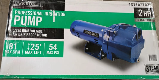 Everbilt Professional Irrigation Pump Cast Iron 2 HP Dual Voltage, HDLS20 PARTS