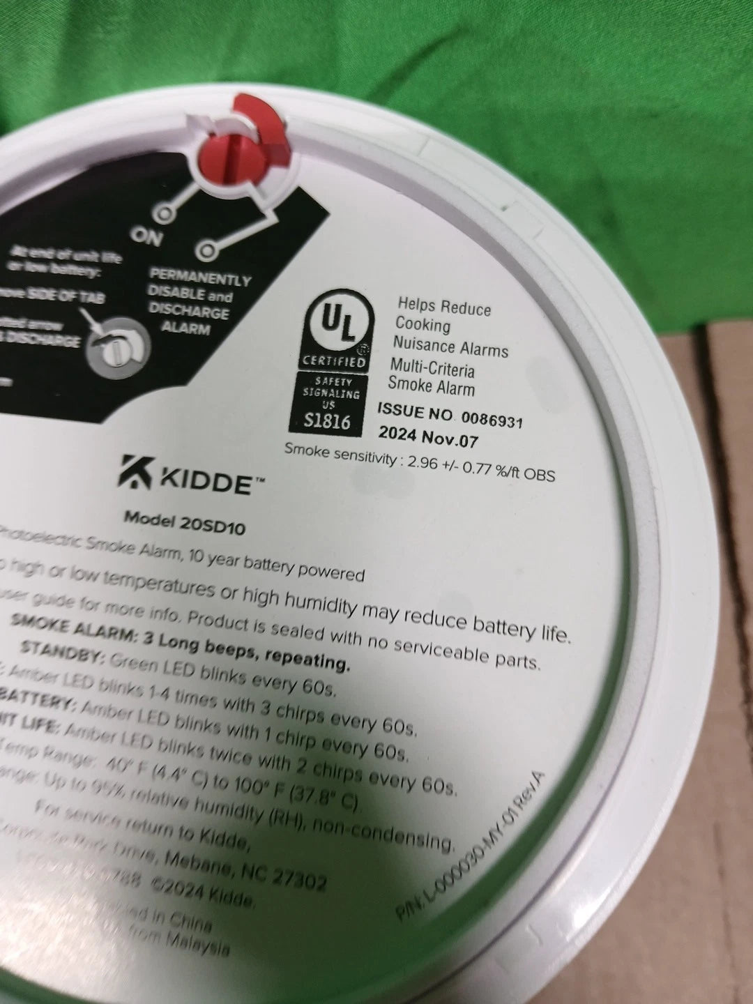 2 PACK Kidde Smoke Detector 10-Year Battery Powered LED Warning Light 20SD10
