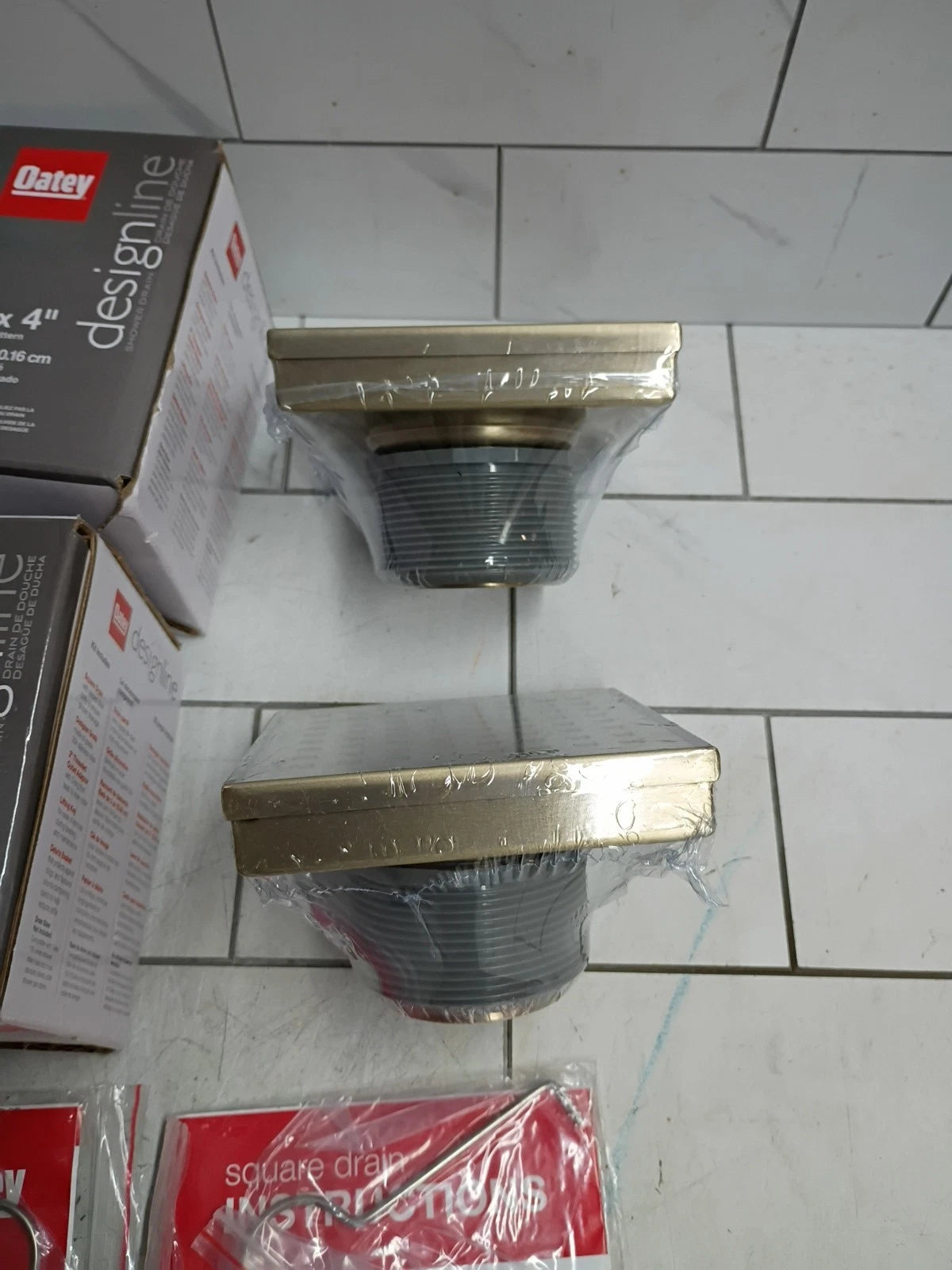 2Pk Oatey Designline Decorative Shower Drain Square Champagne Bronze DS32040CB