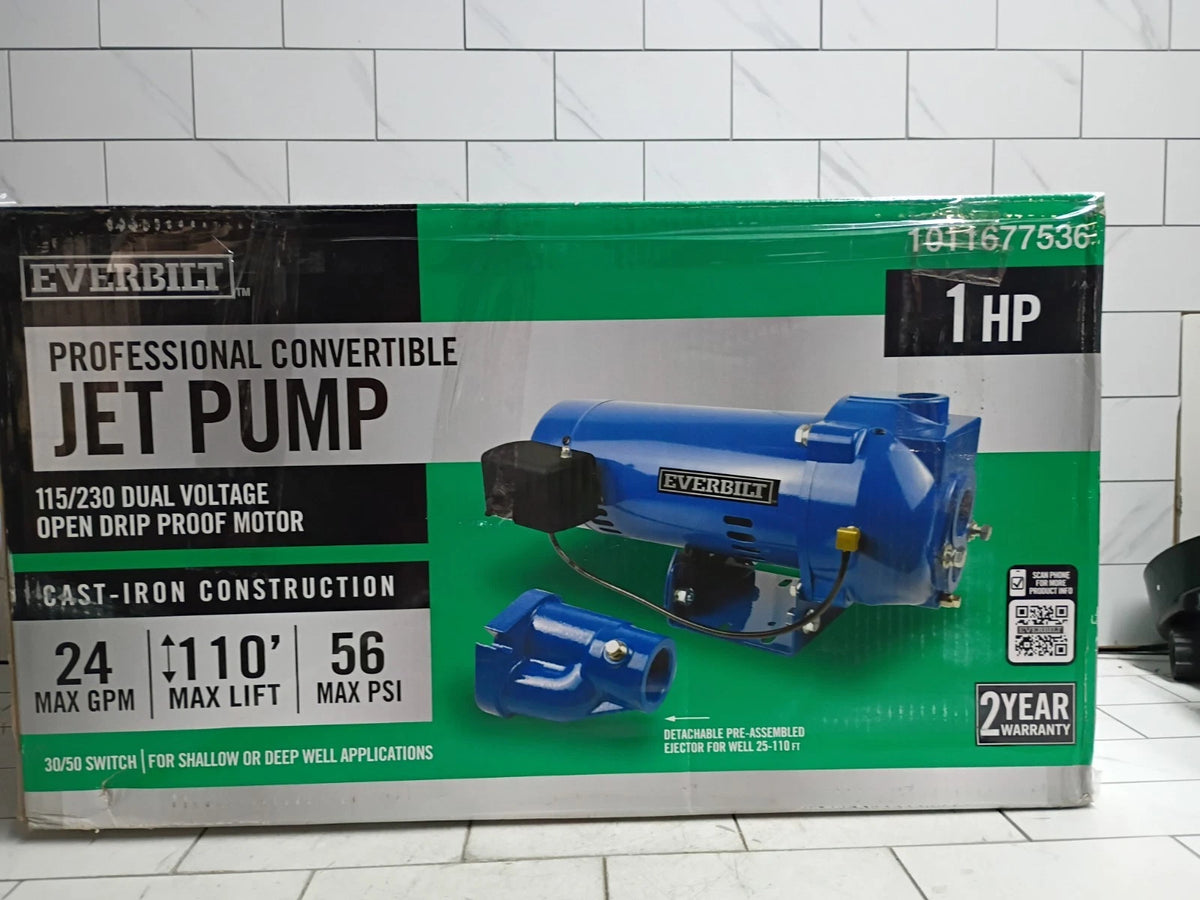 Everbilt HDCWJ10 1 HP Professional Convertible Jet Pump. NEW OPEN BOX