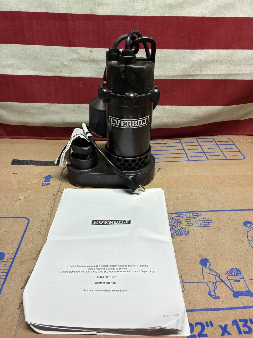 Everbilt 1/4 HP Aluminum Sump Pump w/ Tether Float Switch HDSP25W NEW OPEN BOX.