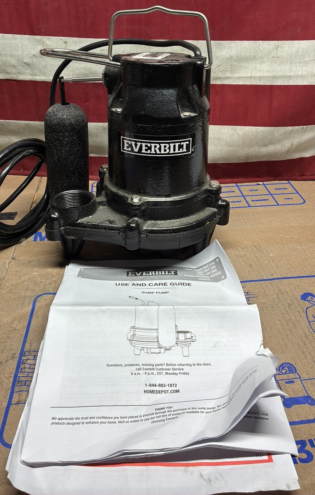 Everbilt HDS30 - 1/3 HP Cast Iron Submersible Sump Pump New Open Box