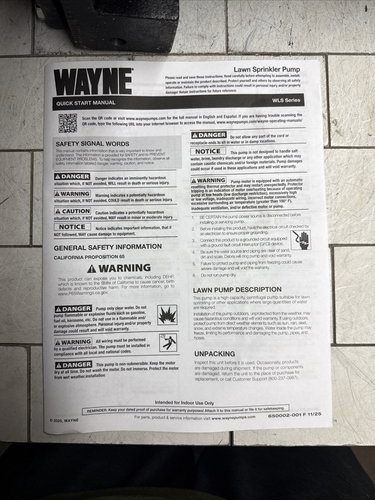 Wayne WLS200, 2 HP Permanent Lawn Irrigation Sprinkler Pump 240V Open Box