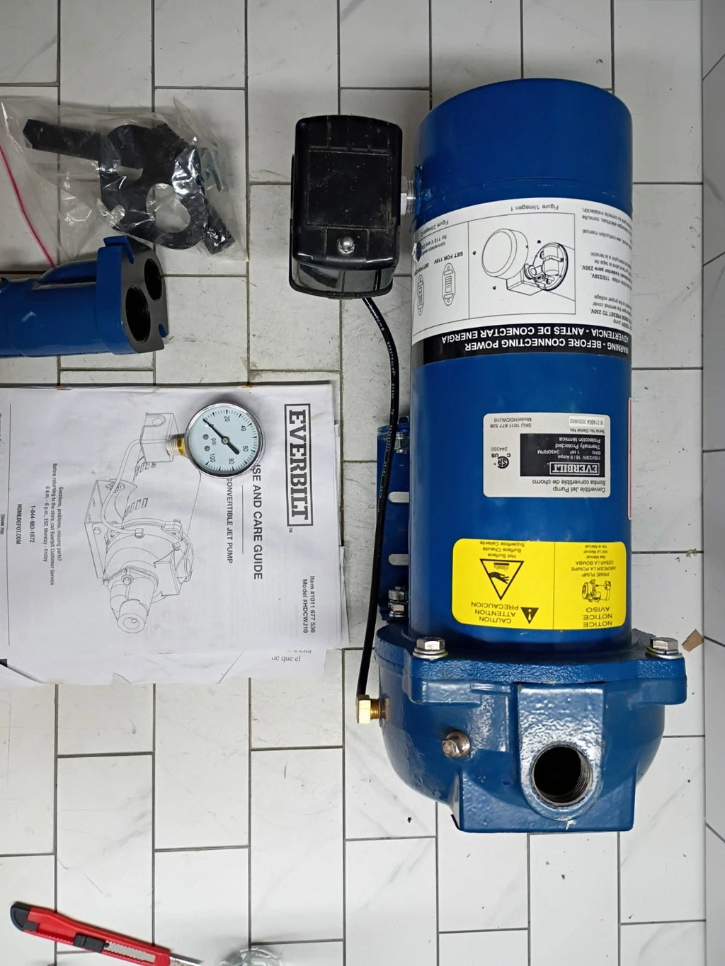 Everbilt HDCWJ10, 1 HP Professional Convertible Jet Pump PARTS ONLY READ