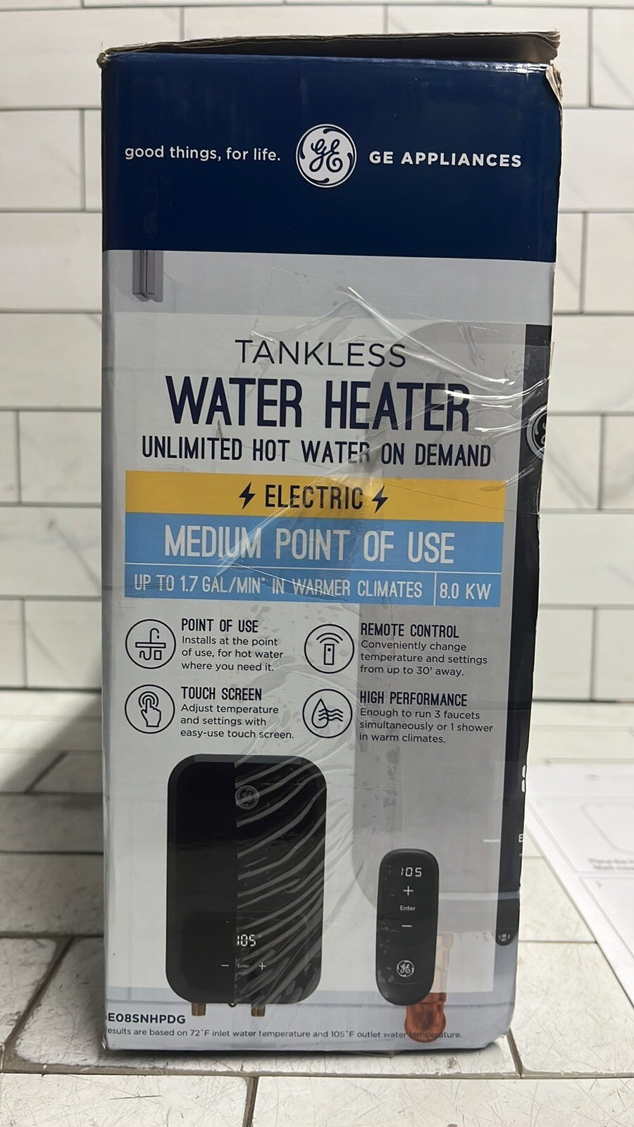 GE Tankless Water Heater 8.0 KW Point Of Use up to 1.7 GPM | GE08SNLPDG Open Box