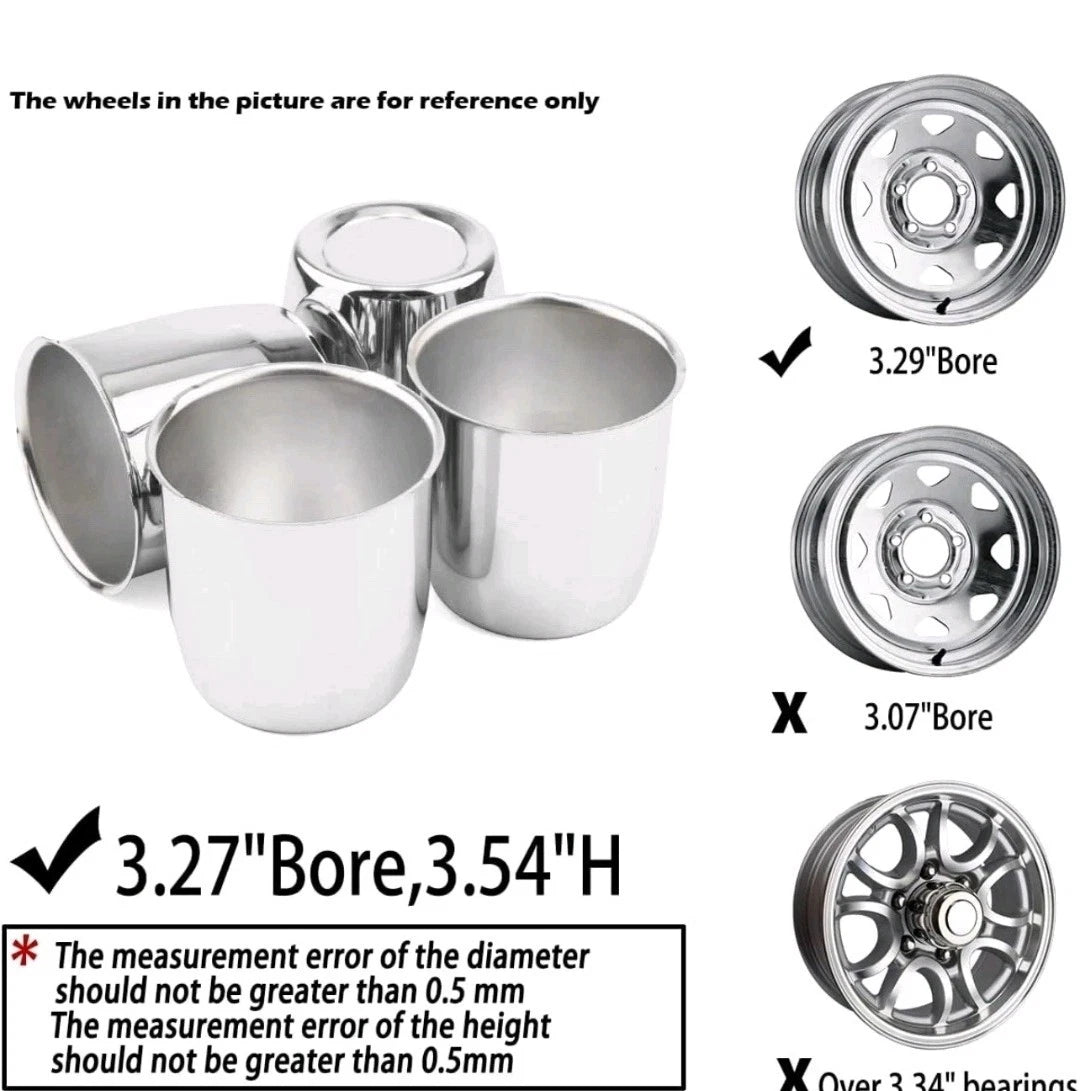 4PCs Rheedal 3.27 Inches Chrome Silver Wheel Cover NEW OPEN BOX