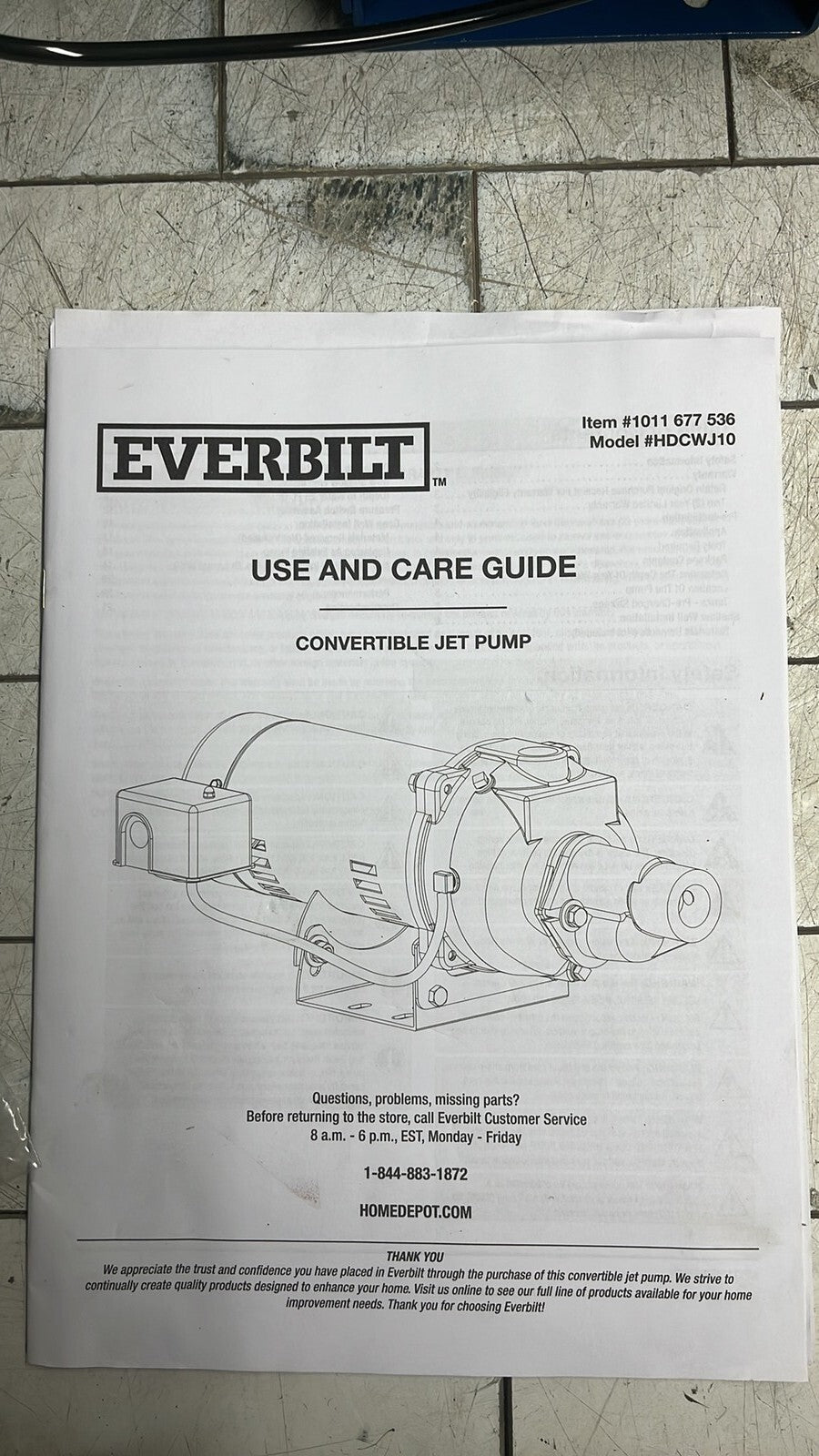 Everbilt HDCWJ10 1HP 115/230v Professional Convertible Jet Pump NEW OPEN BOX