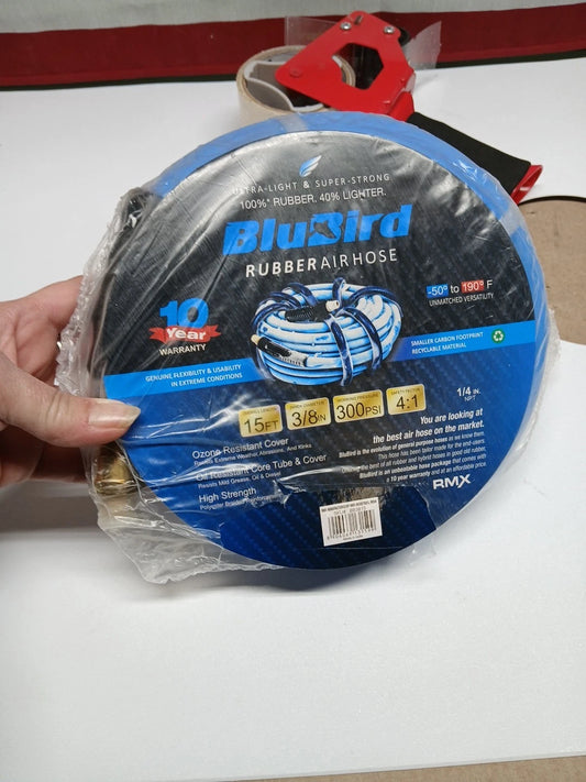 BluBird BB3815 BluBird Rubber Air Hose 3/8 in. x 15 ft. 300PSI 1/4in NPT