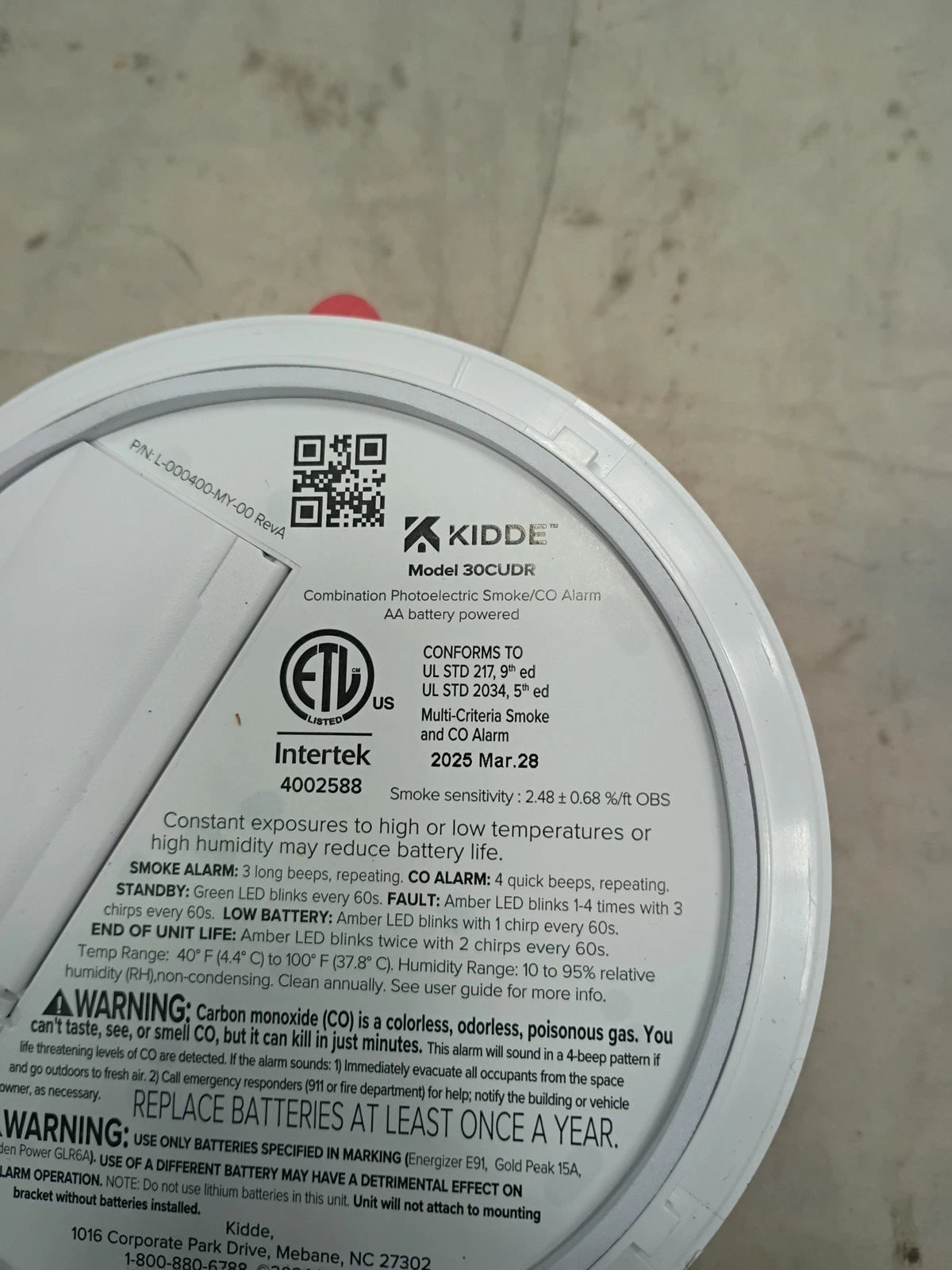 2PK Kidde 30CUDR Smoke & Carbon Monoxide Detector AA Battery Backup.
