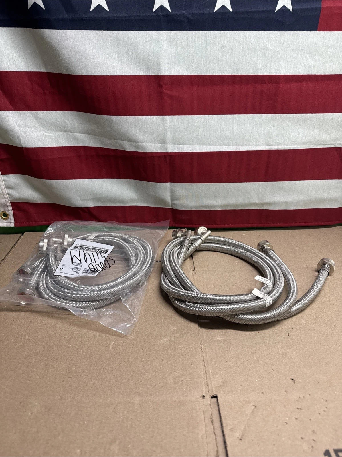 LOT OF 2 Everbilt 4 ft. Stainless Steel Washing Machine Hose Connector
