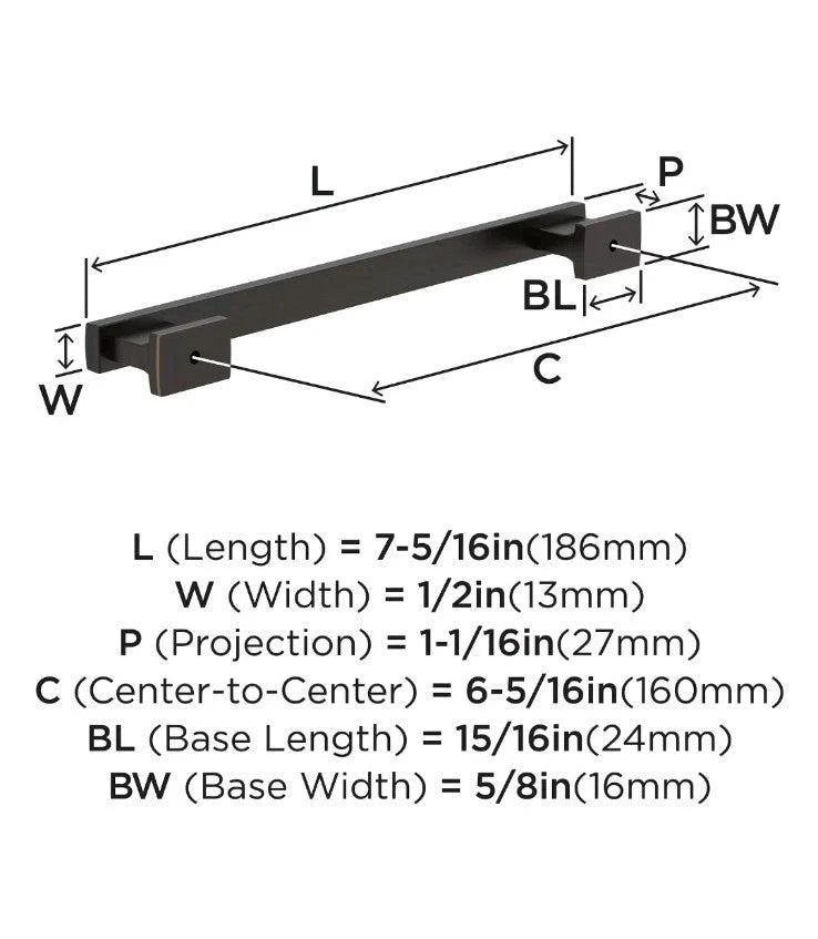 10 PK Amerock 10BX37093ORB Oil Rubbed Bronze Cabinet Pull 6-5/16" Center