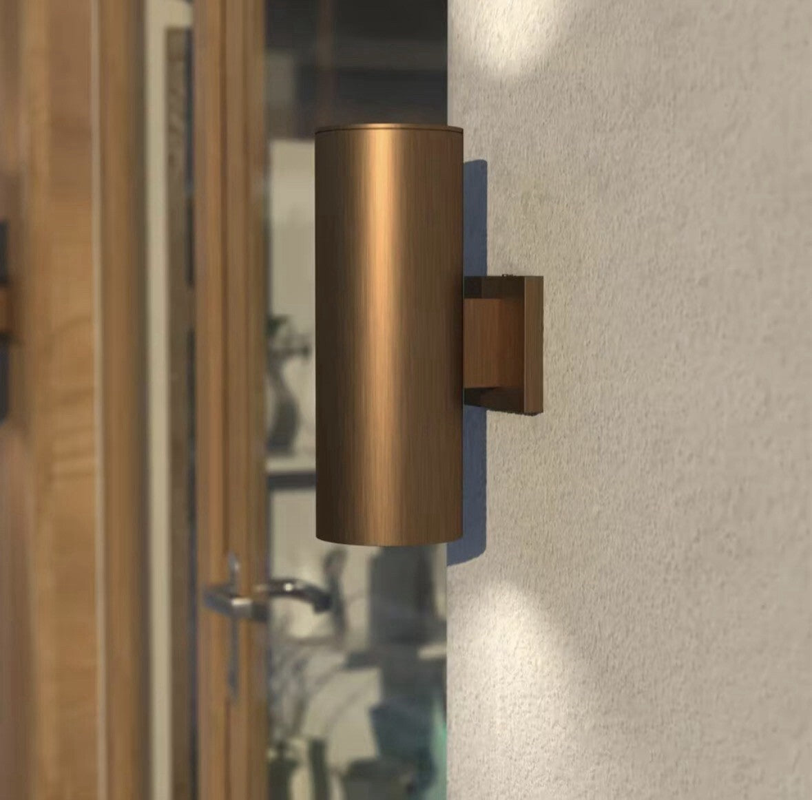 Vaxcel Chiasso 1 Light 14.25" Outdoor Wall Light, Warm Brass/Clear Cover -T0588.
