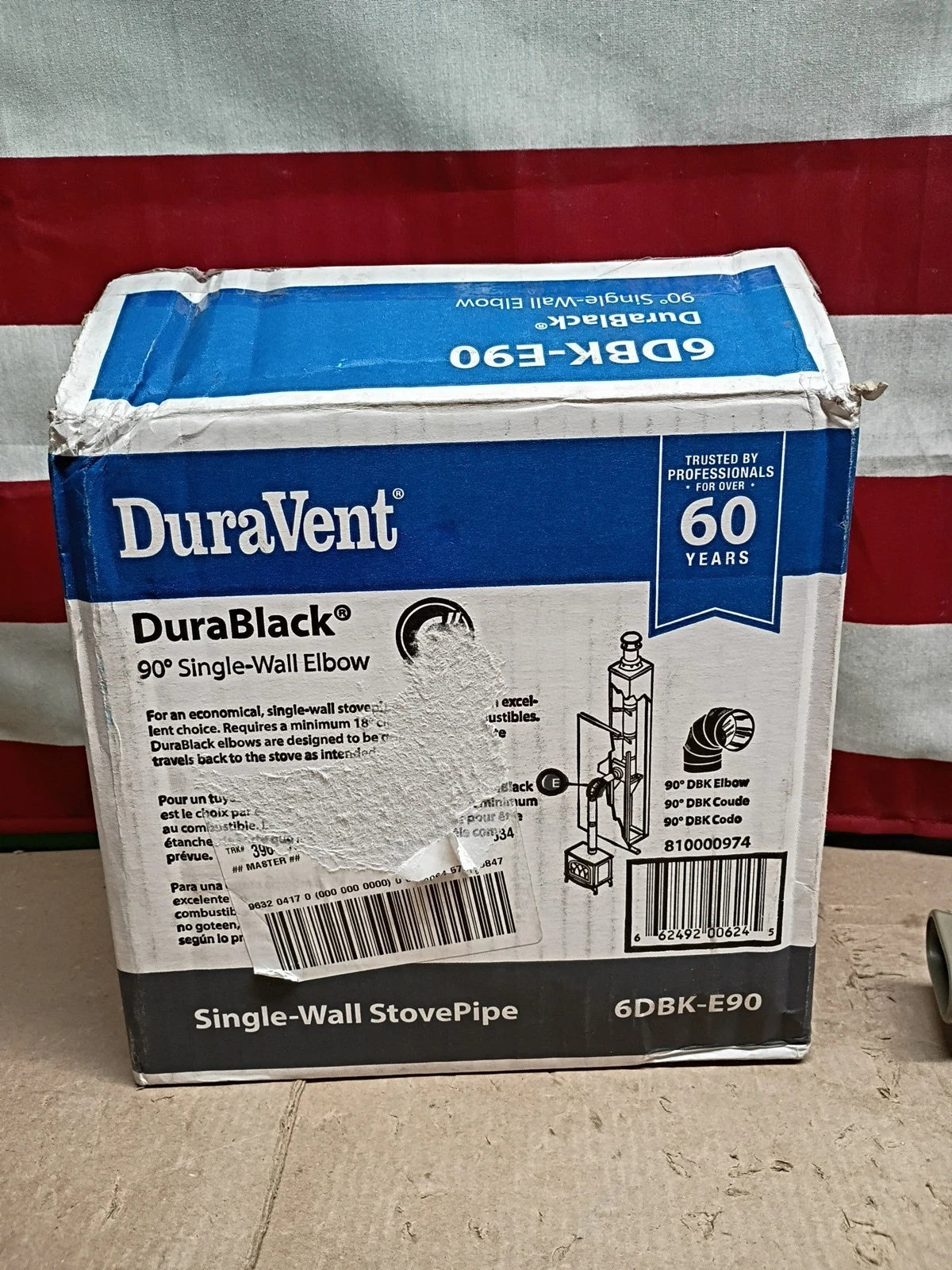 DuraVent DuraBlack 6" Galvanized Single Wall Stove Pipe 90° Elbow 6DBK-E90 Black