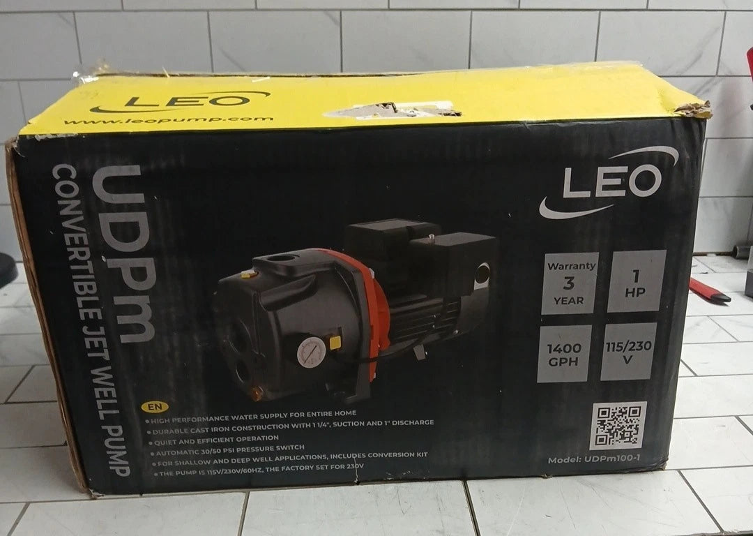 LEO UDPm100-1. 1HP Convertible Well Jet Pump New Open Box