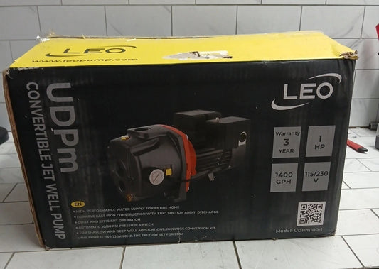 LEO UDPm100-1. 1HP Convertible Well Jet Pump New Open Box
