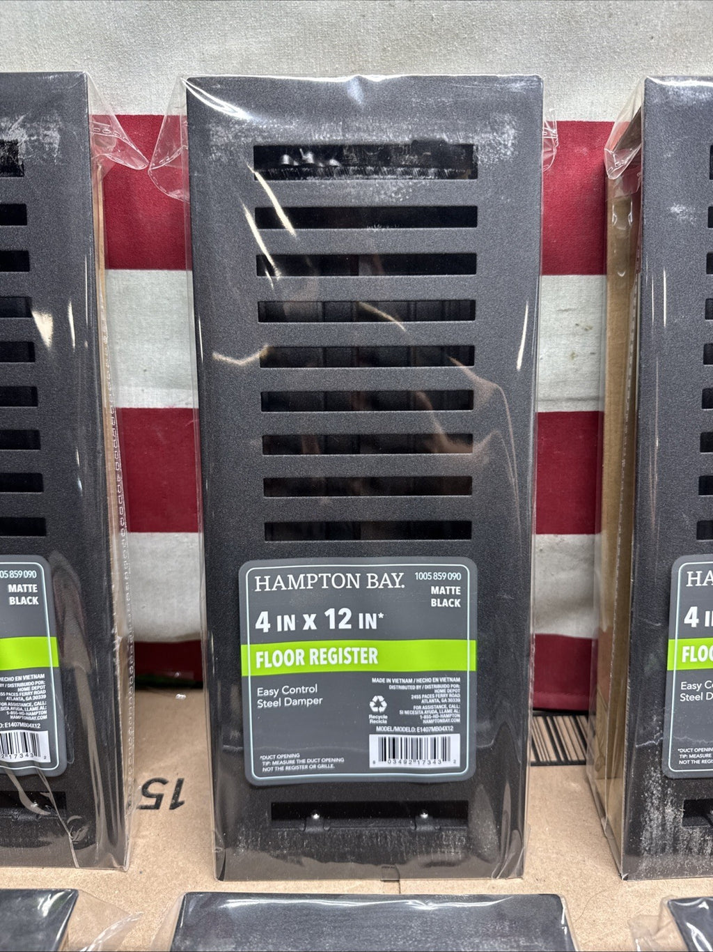8-Pack Hampton Bay 4 in. x 12 in. Steel Floor Register in Matte Black Finish,NEW