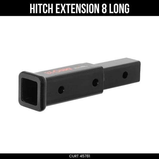 CURT Hitch Extension 8 Inch Hollow Shank Fits 2 Receiver 3.5K lbs Heavy Duty