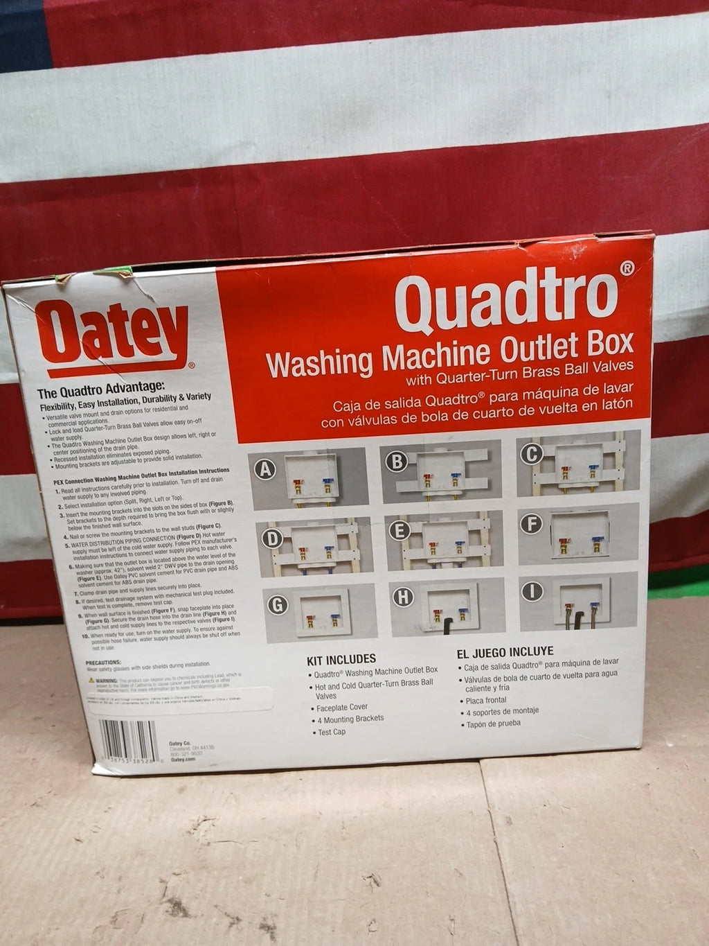 Oatey Quadtro Model 38528 Washing Machine Outlet Box PEX Crimp Connection NOB