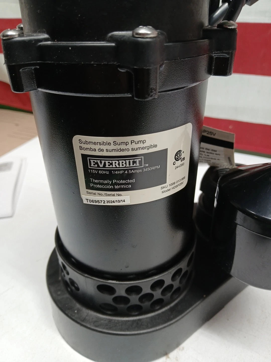 Everbilt 1/4 HP Aluminum Sump Pump Vertical Switch