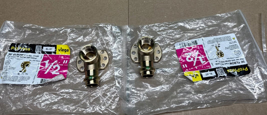 2PK Viega ProPress 1/2" Press x 1/2" FPT Zero-Lead Bronze 90° Drop Ear Elbow