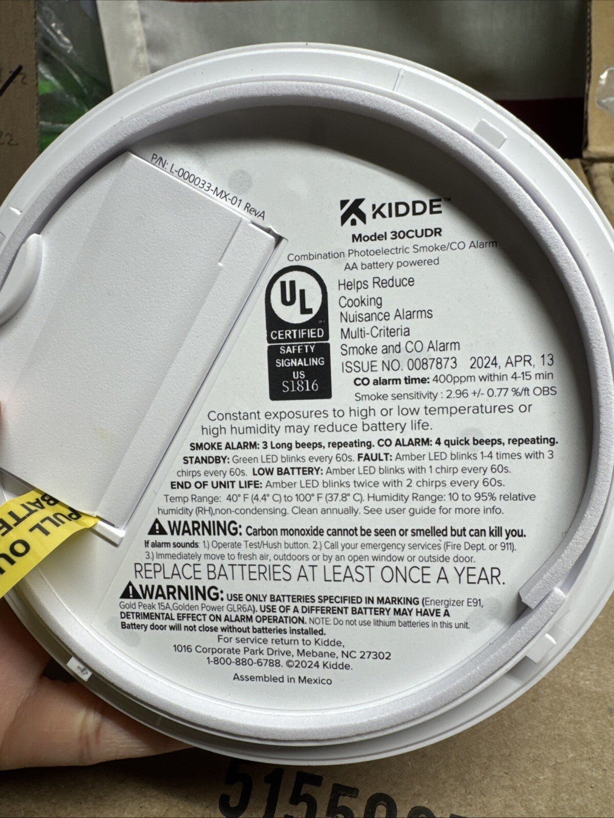 Kidde Detect 30CUDR / 21032830 Combination Smoke & Carbon Monoxide Alarm, White