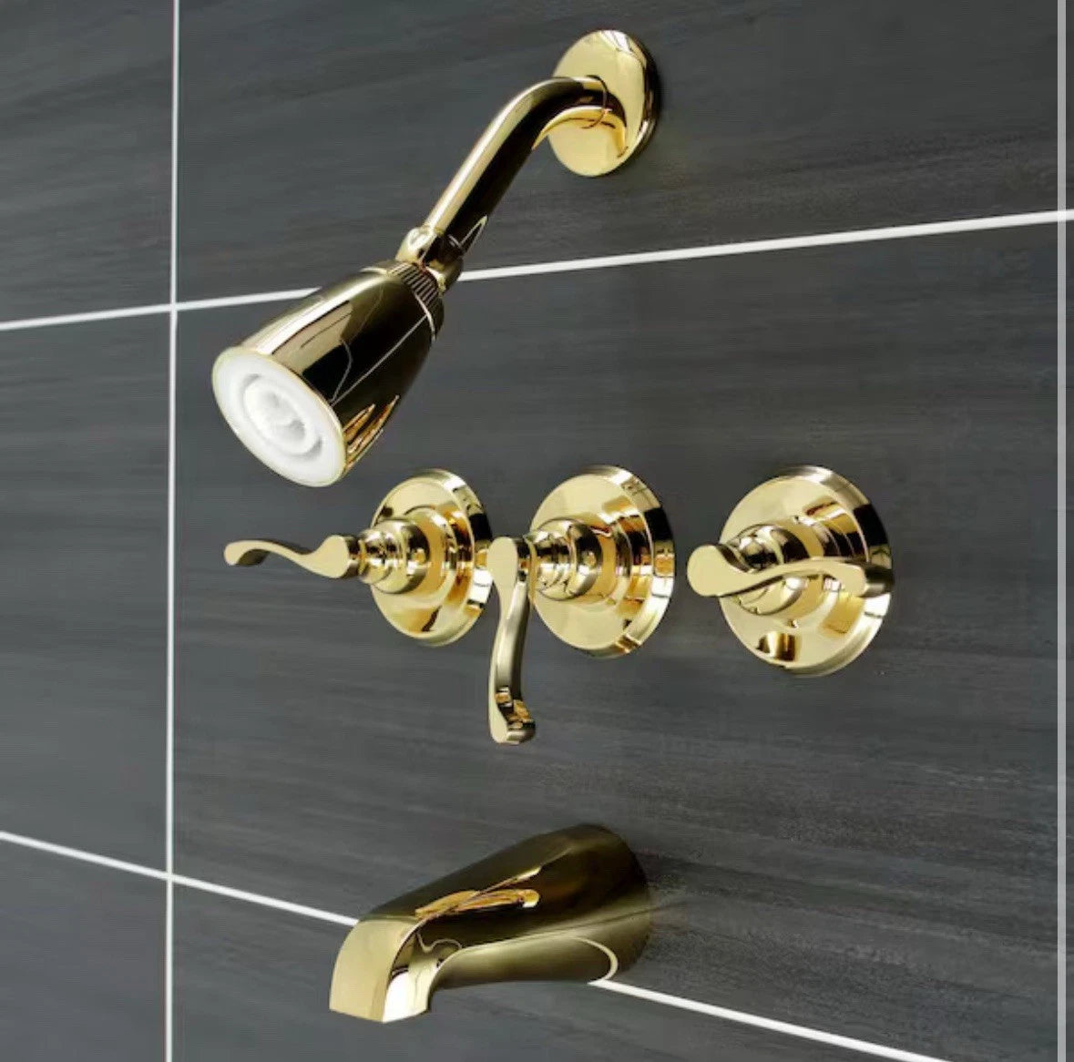 Kingston Brass KB232*Royal Triple Handle 1-spray Tub And Shower Faucet 2 GPM in.