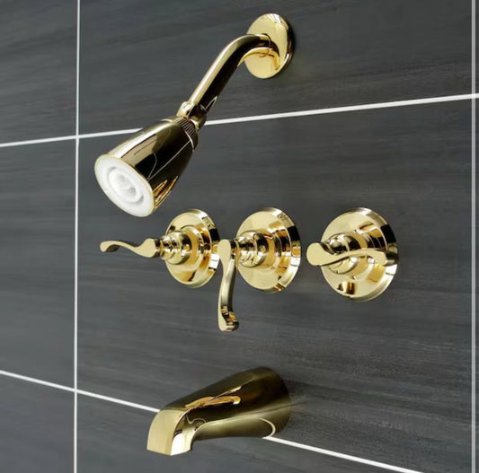 Kingston Brass KB232*Royal Triple Handle 1-spray Tub And Shower Faucet 2 GPM in.