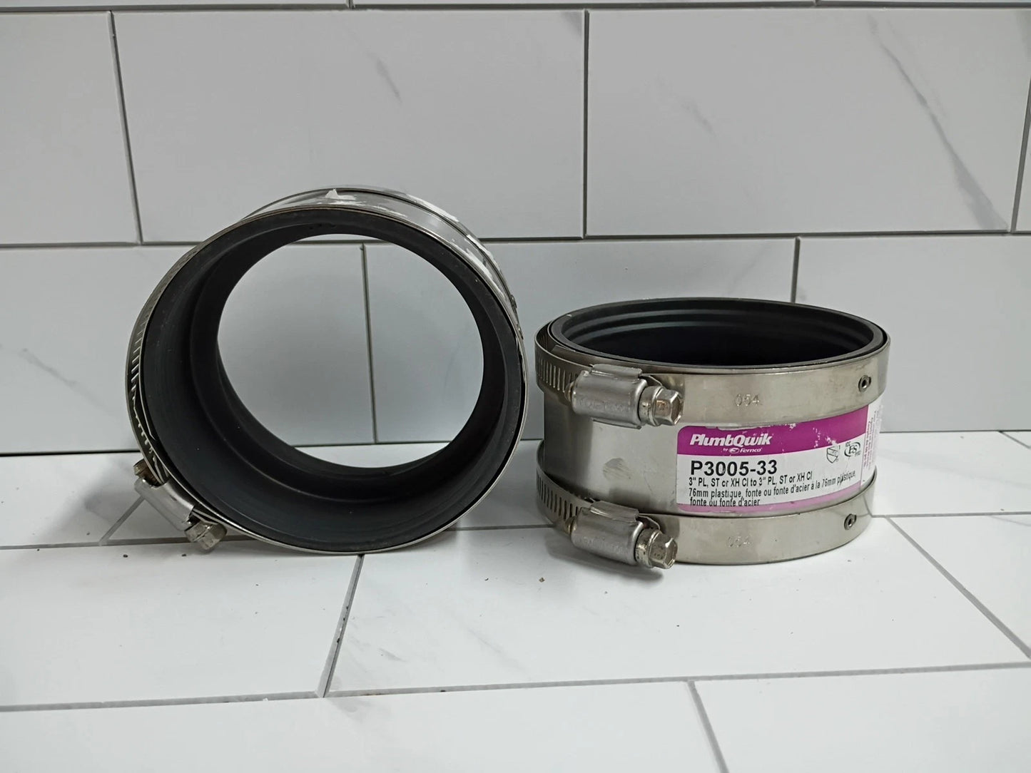 2PK Fernco P3005-33 3 in. No Hub Coupling Pl/St/Ci X pl/St/Ci