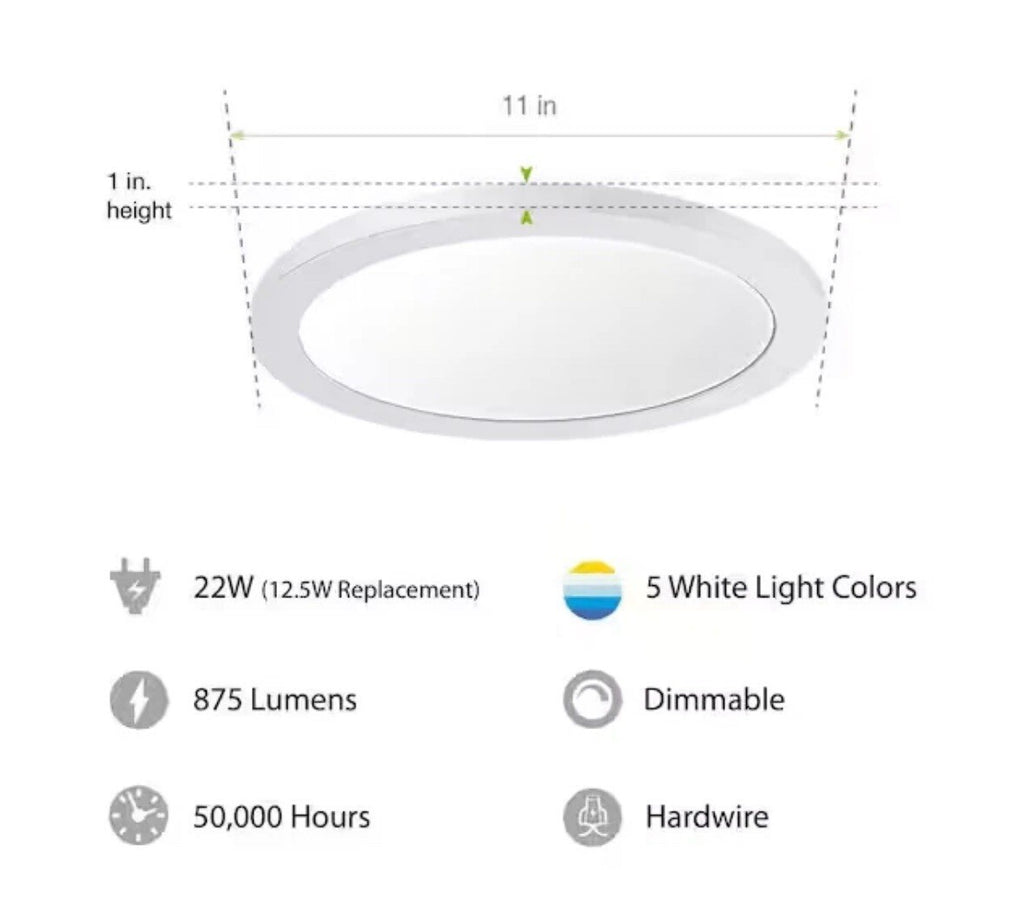 Commercial Electric 11 in. White LED Round Ceiling Light