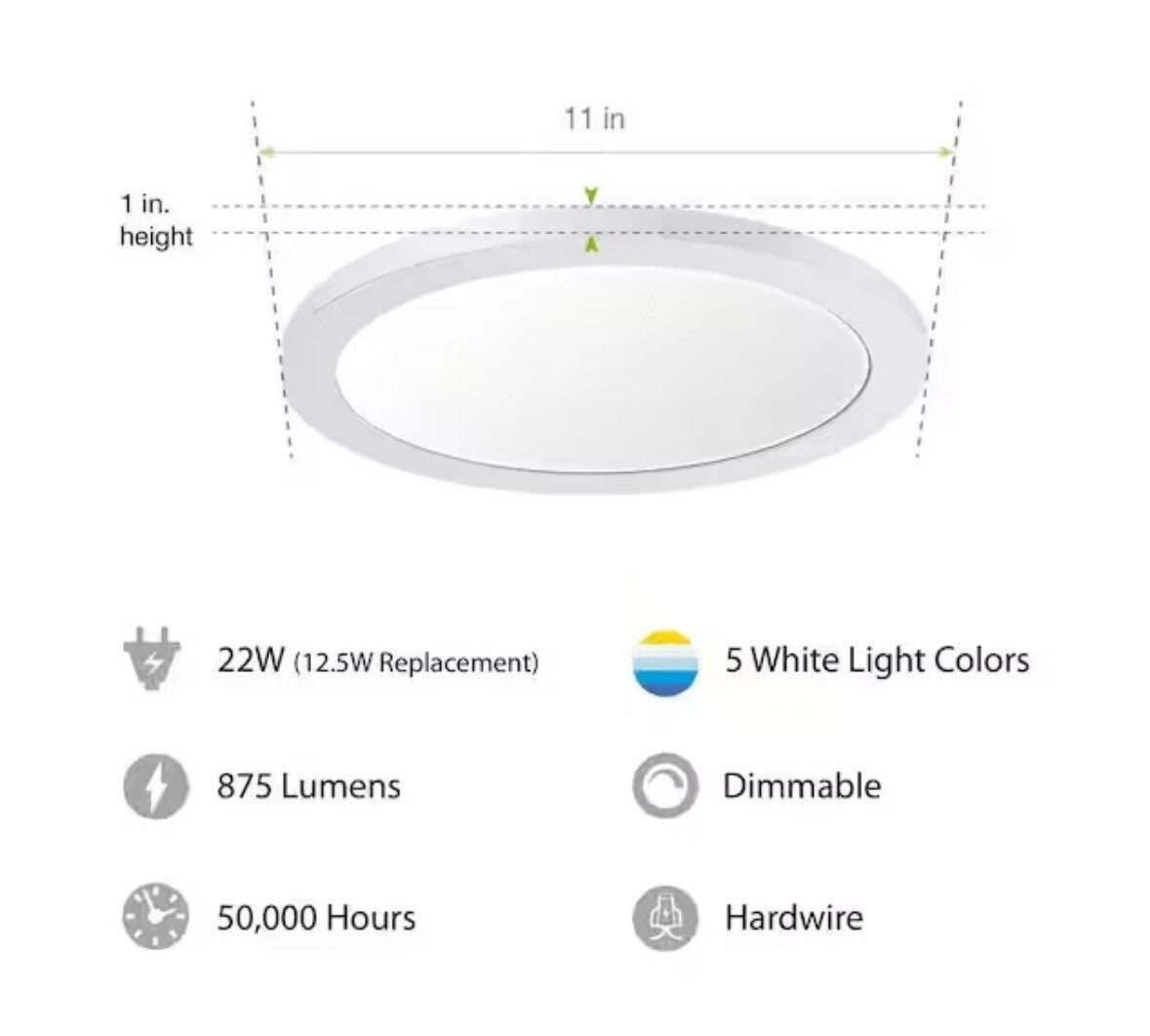 Commercial Electric 11 in. White LED Round Ceiling Light