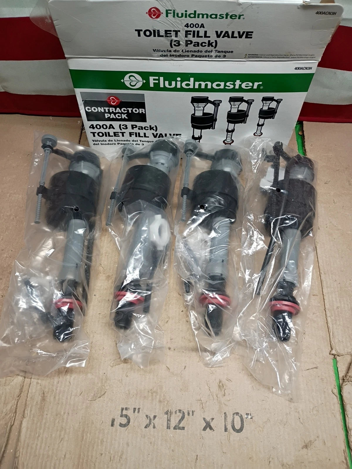 Fluidmaster 400A Universal Toilet Fill Dual Flush Valve (Contractor 4-Pack) OB