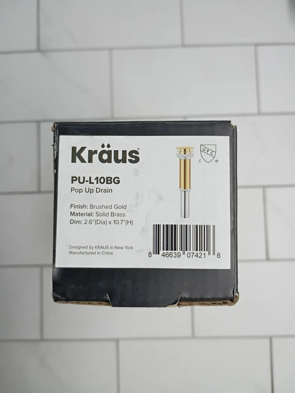 Kraus PU-11BG Pop-up Drain Brushed Gold New Open Box 2.6" X 10.7" M-Solid Brass