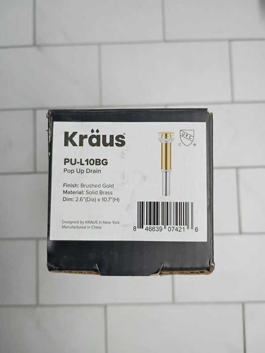 Kraus PU-11BG Pop-up Drain Brushed Gold New Open Box 2.6" X 10.7" M-Solid Brass