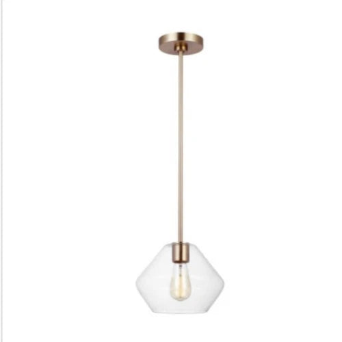 Generation Lighting Jett 1-Light Satin Brass Shaded Pendant Light Open Box