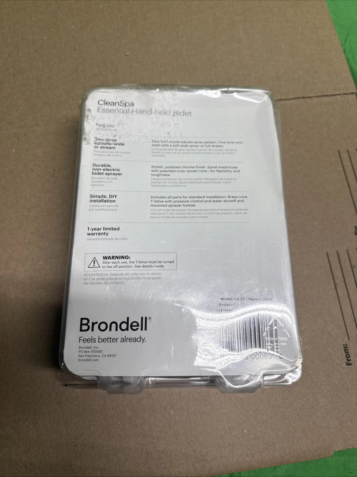 Brondell CleanSpa Hand Held Bidet Chrome CS-30 NEW OPEN BOX