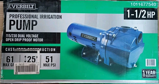 Everbilt 1-1/2 HP Cast Iron Lawn Irrigation Pump 115 /230 Dual Voltage FOR PARTS